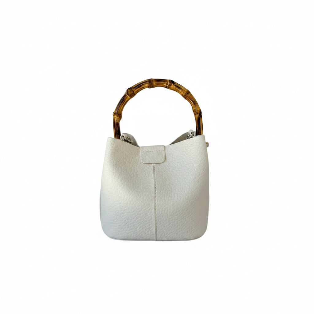 Bamboo Handle Purse – White