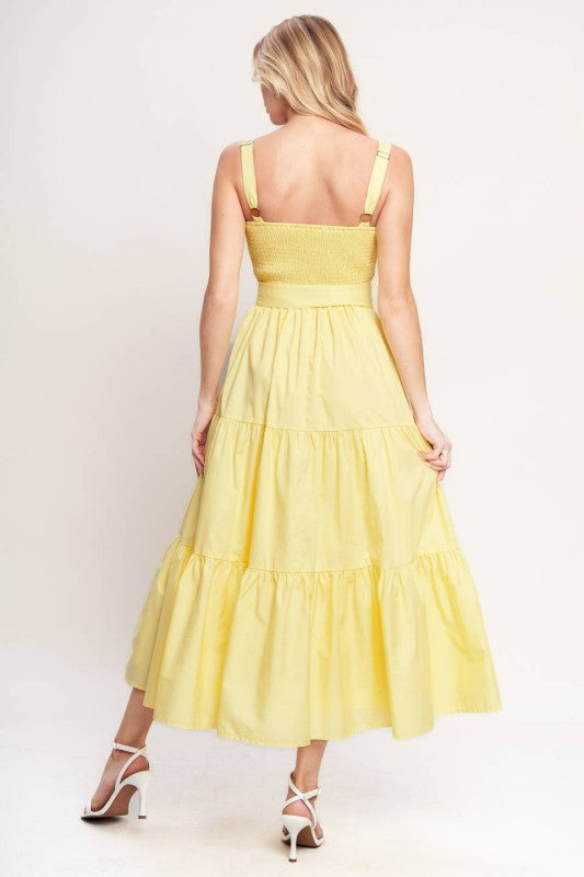 Lemon Yellow Midi Dress