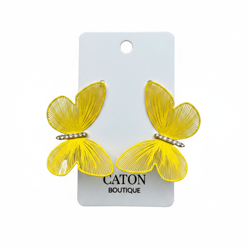 Yellow Butterfly Dangle Earrings