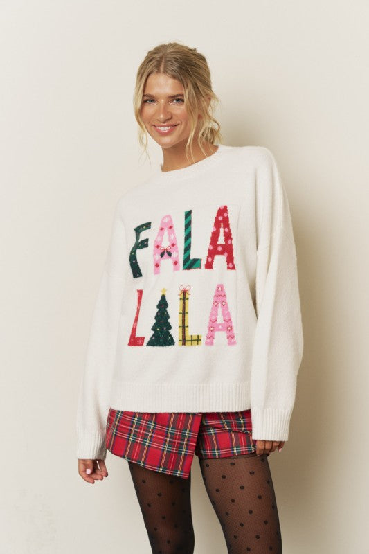Fa La La Christmas Cream Sweater