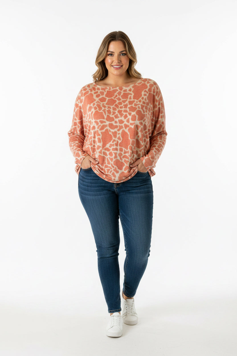 Rust Animal Print Top