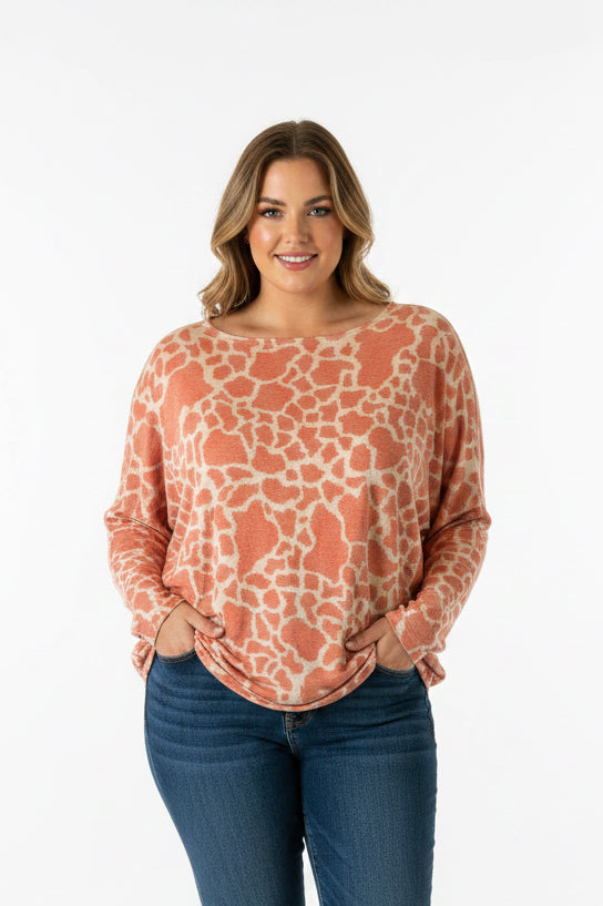 Rust Animal Print Top