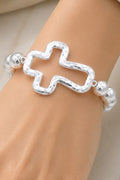 Silver Cross Bead Bracelet