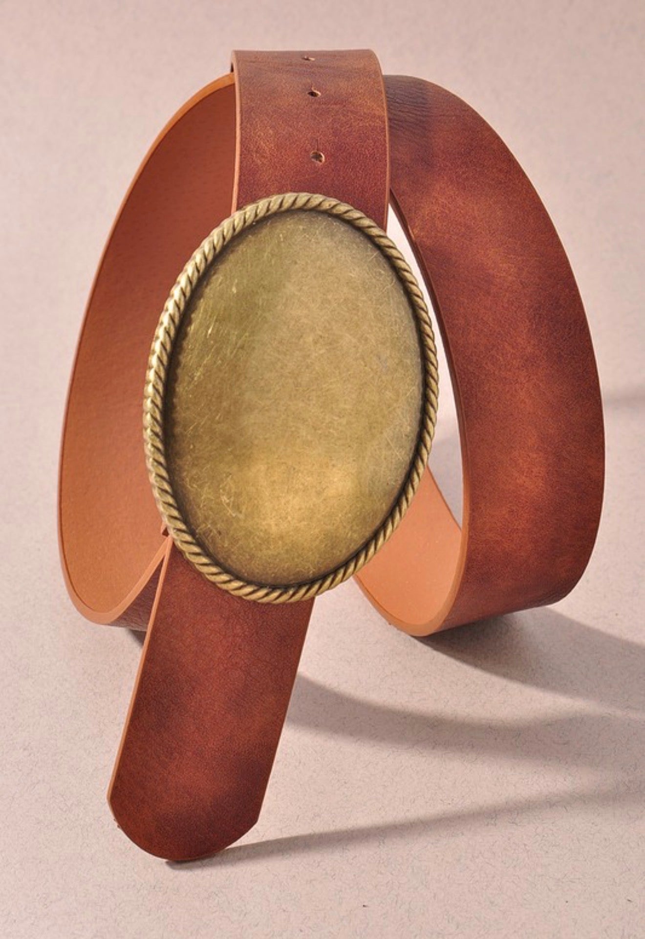 Western Oval Belt in Taupe