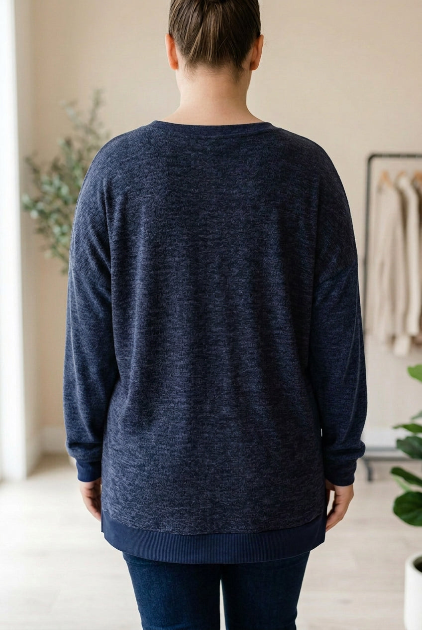 Pink & Navy Colorblock Sweater