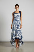 Navy Toile Tie Strap Maxi Dress