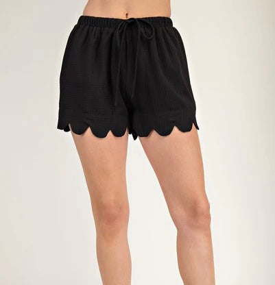 Black Scallop Shorts
