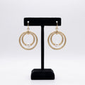 Gold-Tone Double Hoop Pearl Accent Earrings