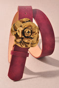 Floral Buckle Belt in Burgundy