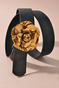 Floral Buckle Belt in Black
