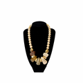 Gold Dipped Marbled Chunky Statement Necklace – Beige