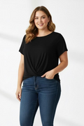 Black Front Wrap Detail Top