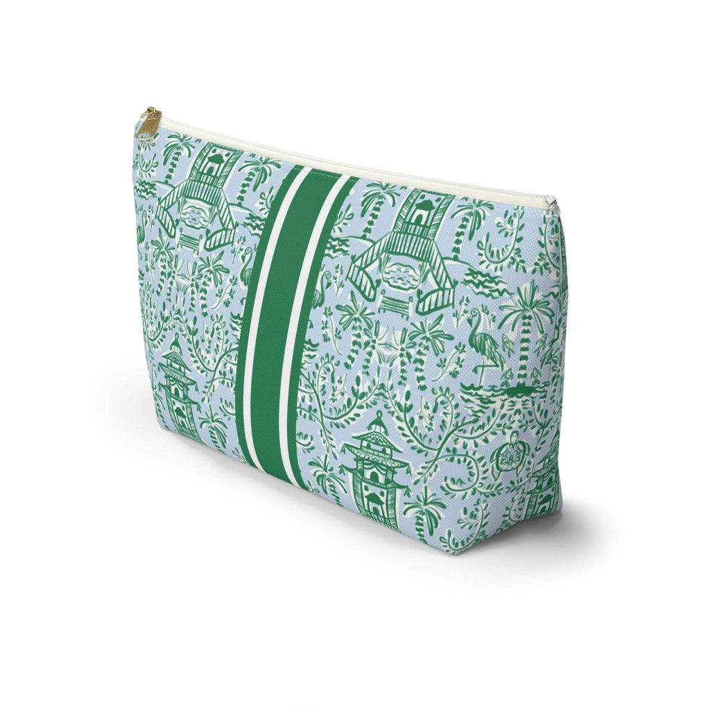 Britt Mills Chinoiserie Palms Mahjong Tile Pouch: White zipper / Large