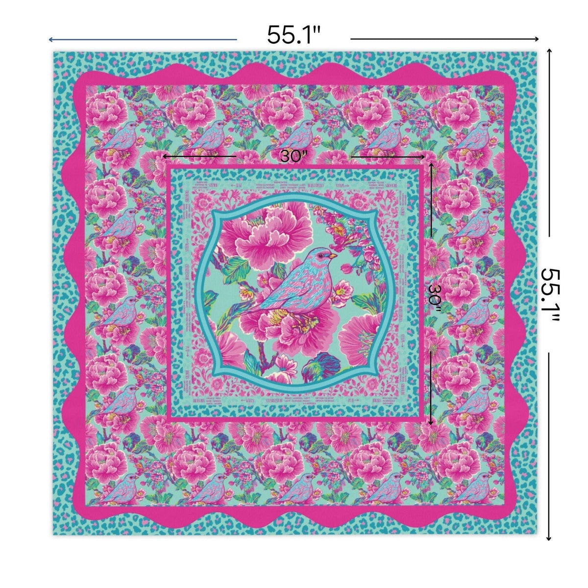 Birdie Blossom Pink & Turquoise Mahjong Tablecloth